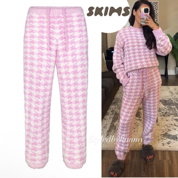 SKIMS Cozy Knit Jogger - Petal Houndstooth S/M NWT NEW